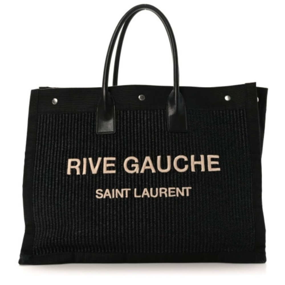 Saint Laurent Black and Cream Rive Gauche Tote
